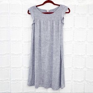 gray smocked neck flowy casual dress M